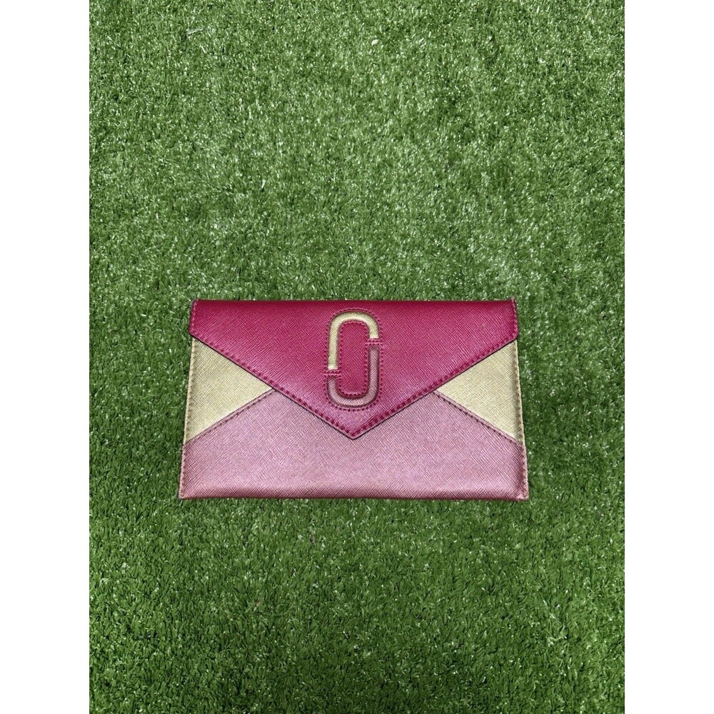 Womens Marc Jacobs Pink Gold Color block  Saffiano Leather Envelope Wallet